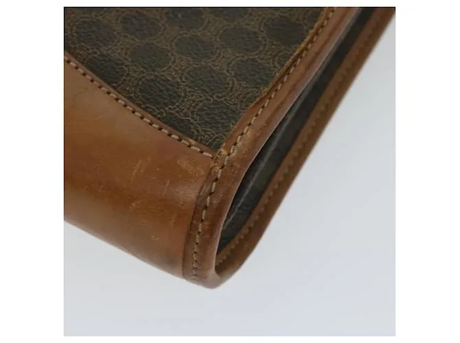Céline CELINE Macadam Canvas Clutch Bag PVC Leather Marrón Auth 63592 Castaño 