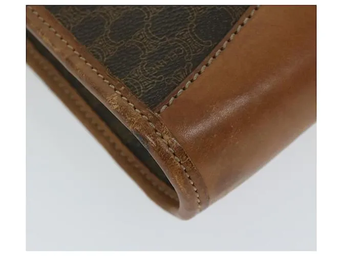 Céline CELINE Macadam Canvas Clutch Bag PVC Leather Marrón Auth 63592 Castaño 