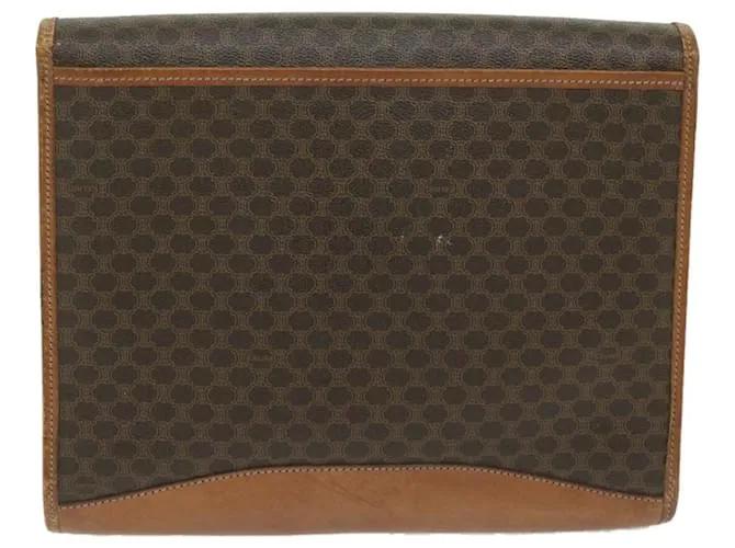 Céline CELINE Macadam Canvas Clutch Bag PVC Leather Marrón Auth 63592 Castaño 