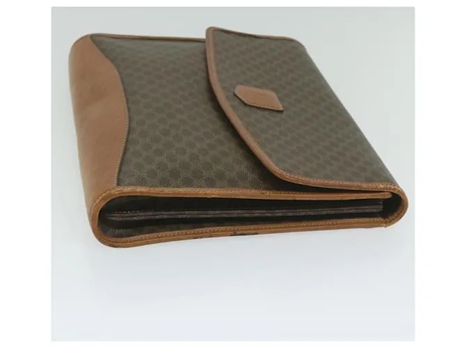 Céline CELINE Macadam Canvas Clutch Bag PVC Leather Marrón Auth 63592 Castaño 