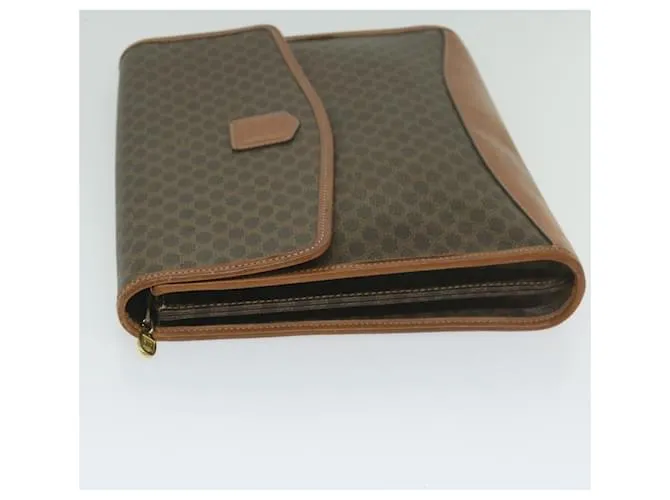 Céline CELINE Macadam Canvas Clutch Bag PVC Leather Marrón Auth 63592 Castaño 