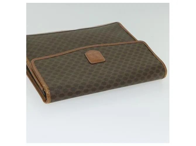 Céline CELINE Macadam Canvas Clutch Bag PVC Leather Marrón Auth 63592 Castaño 