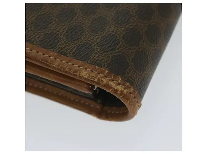 Céline CELINE Macadam Canvas Clutch Bag PVC Leather Marrón Auth 63592 Castaño 