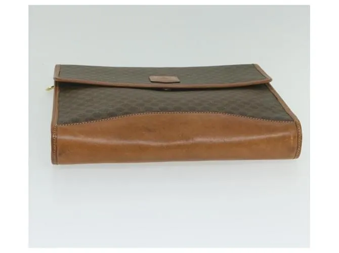 Céline CELINE Macadam Canvas Clutch Bag PVC Leather Marrón Auth 63592 Castaño 