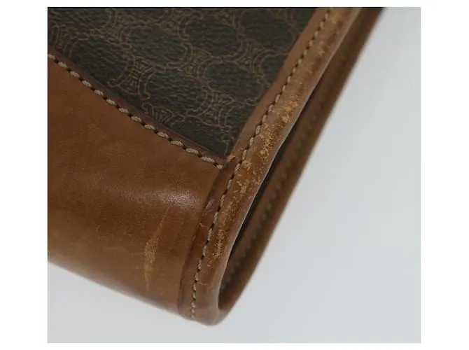 Céline CELINE Macadam Canvas Clutch Bag PVC Leather Marrón Auth 63592 Castaño 