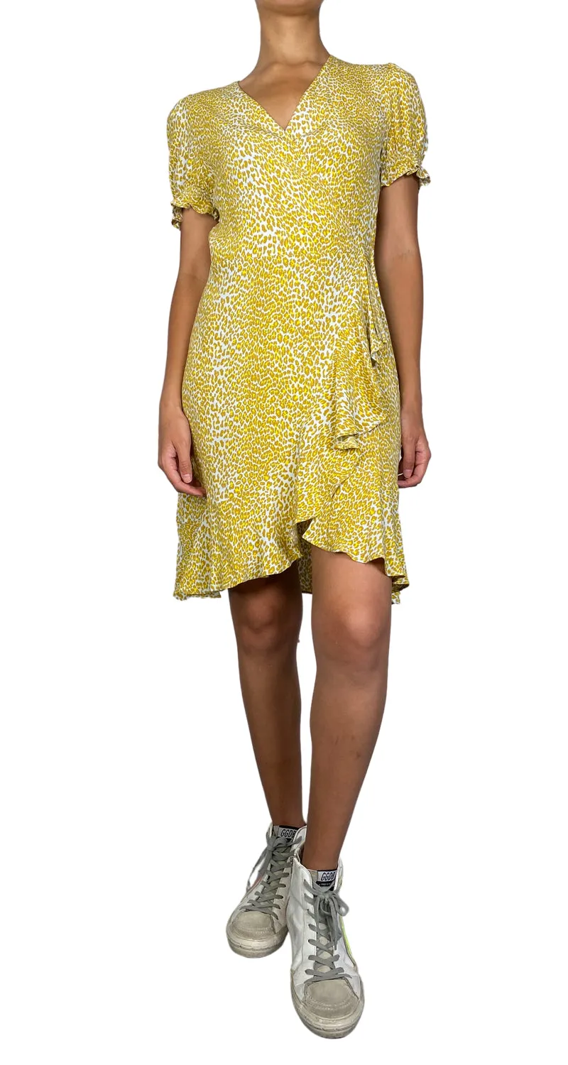 DIANE VON FURSTENBERG Vestido Mini Amarillo Animal Print