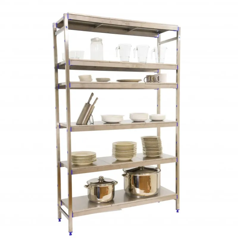 Estantería de acero inox 200X126X50cm. Plata 200Kg P/B 6 baldas
