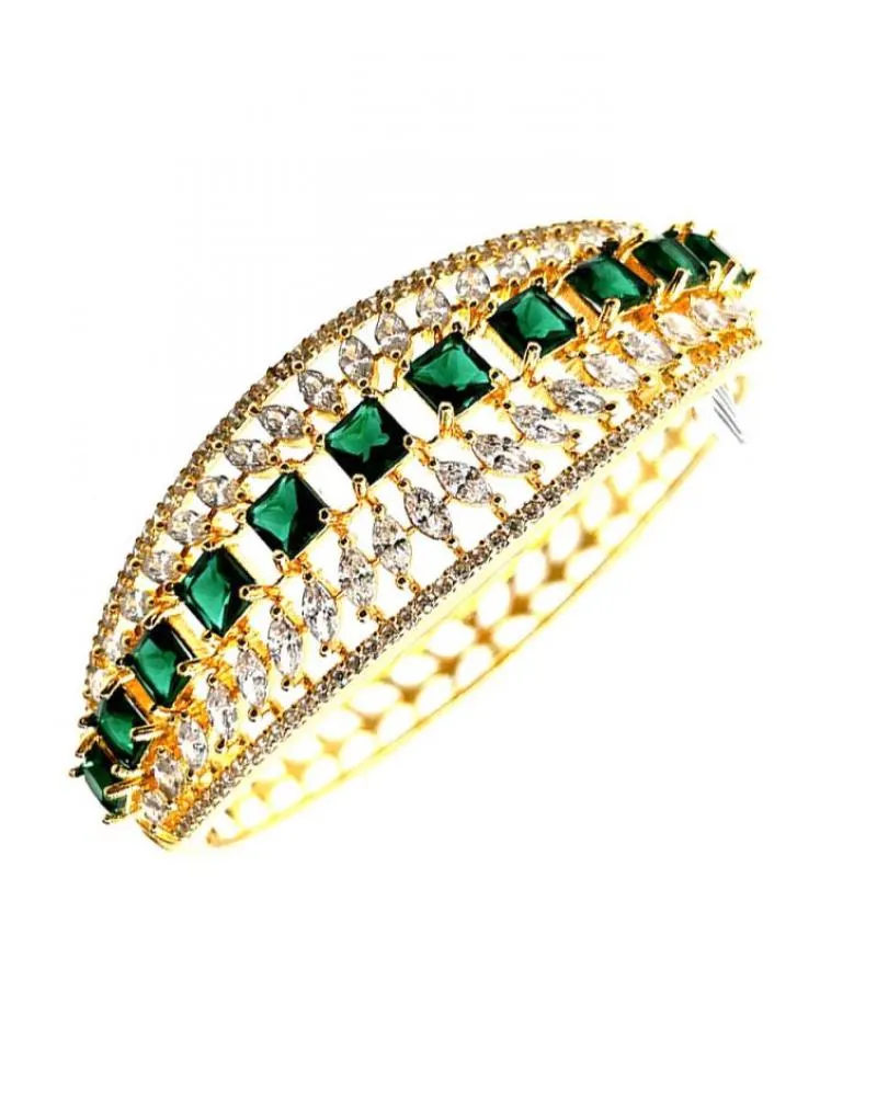 EXQUISITAS PULSERAS BODA DORADAS CON TALLAS VERDES Y CIRCON