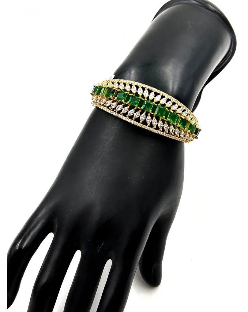 EXQUISITAS PULSERAS BODA DORADAS CON TALLAS VERDES Y CIRCON
