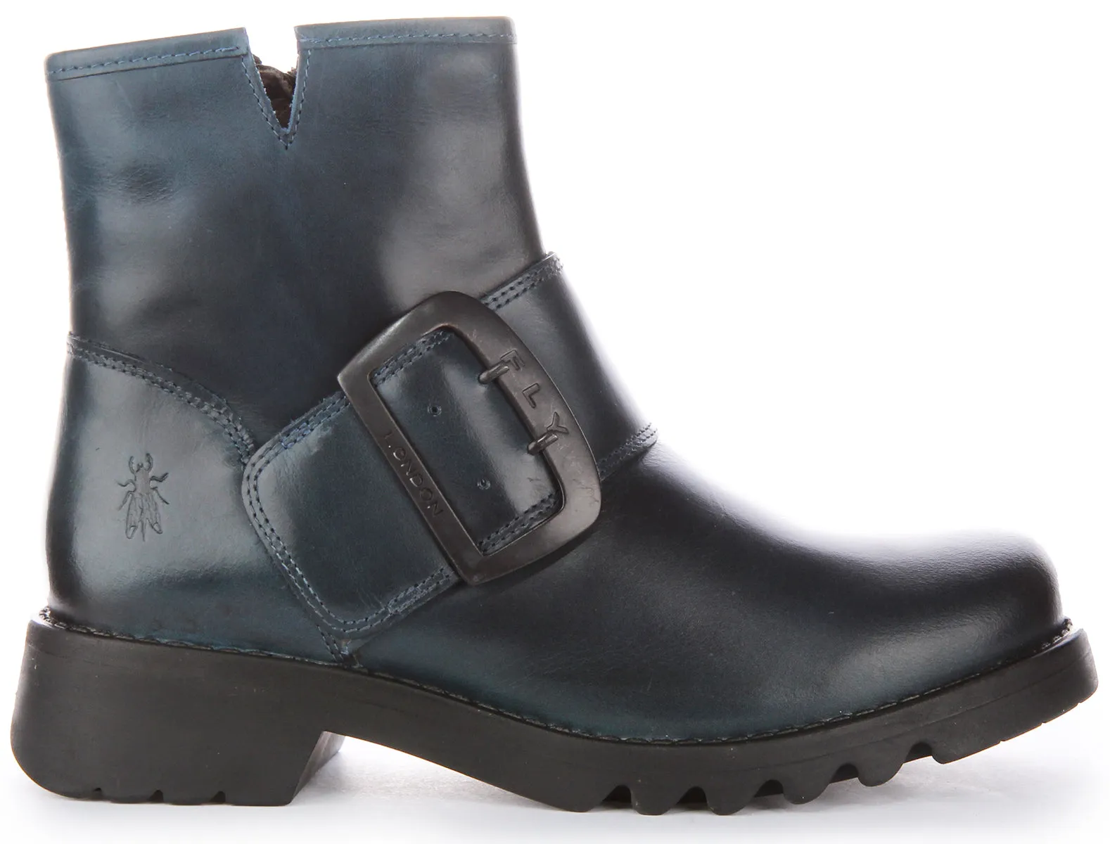 Fly London Rily991 Botines de piel con cremallera lateral para mujer en negro