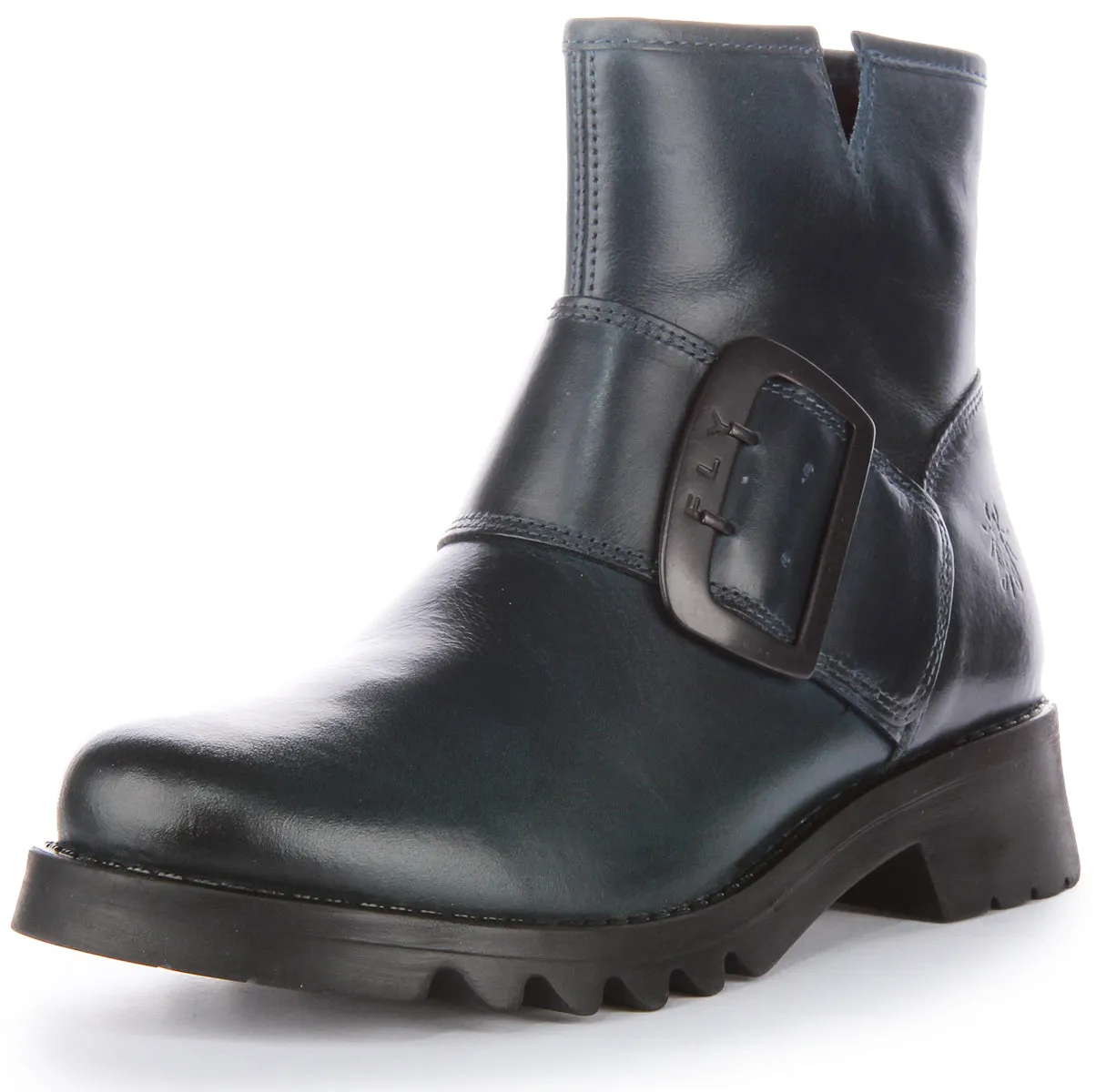 Fly London Rily991 Botines de piel con cremallera lateral para mujer en negro