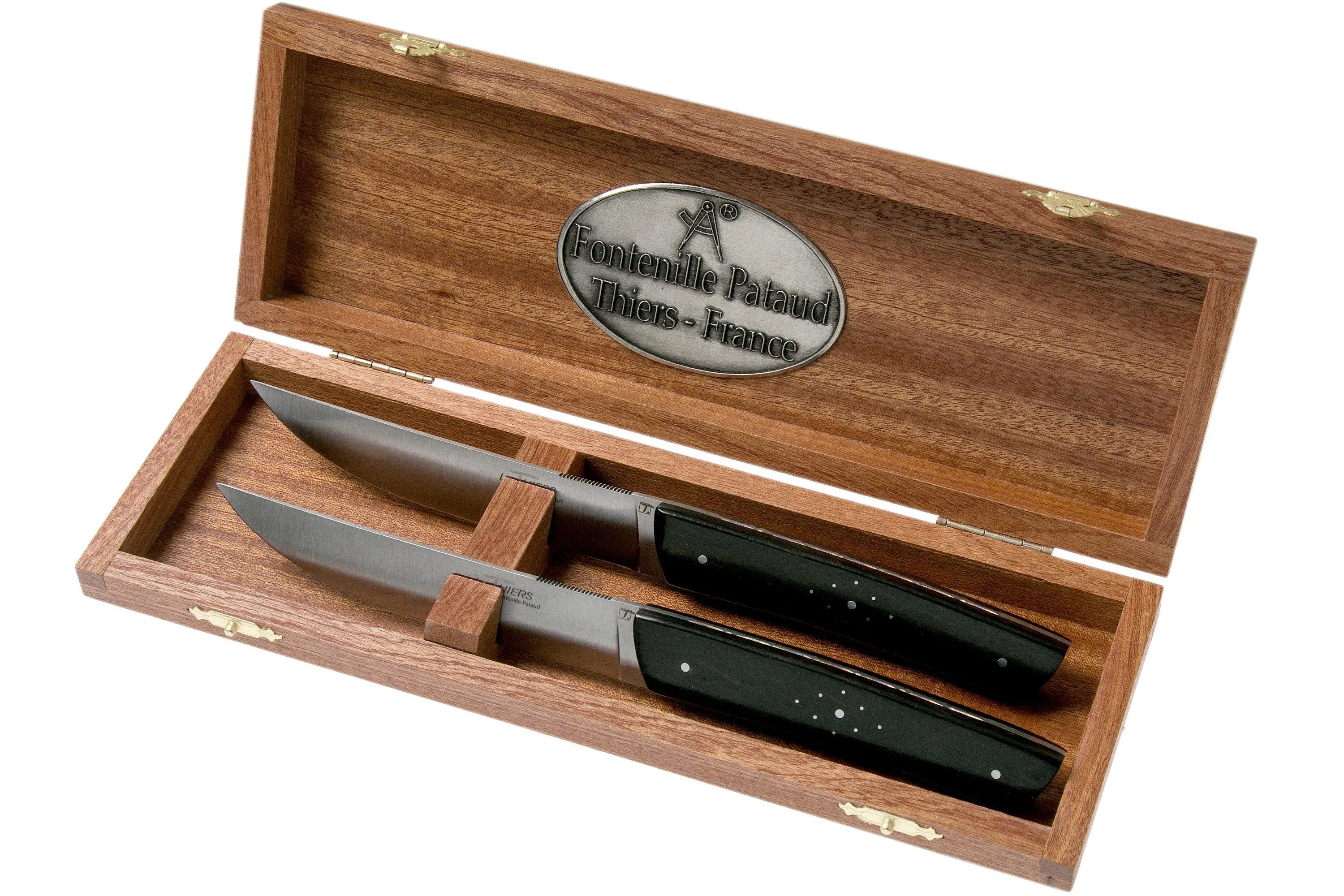 Fontenille Pataud Le Thiers juego de cuchillos para carne madera de ébano, TR2TE 2 unidades