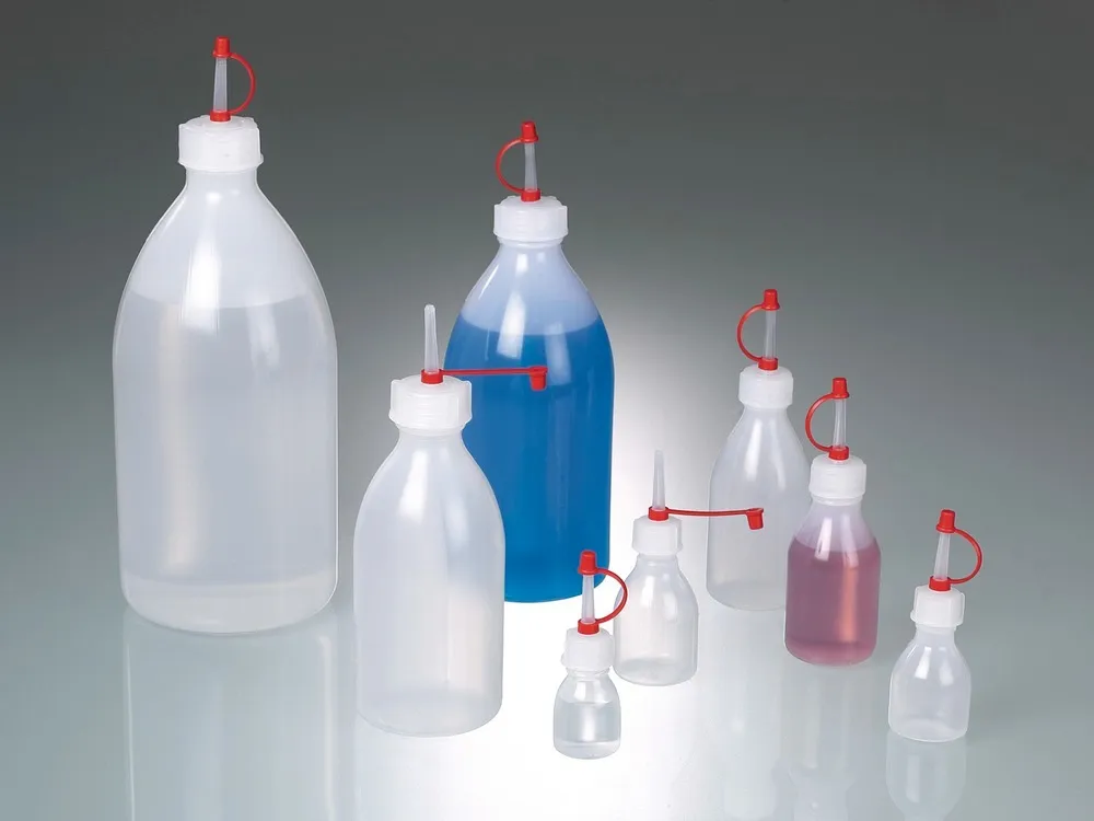 Frasco cuentagotas de LDPE, con tapón de cierre, 1000 ml, pack de 36 uds.