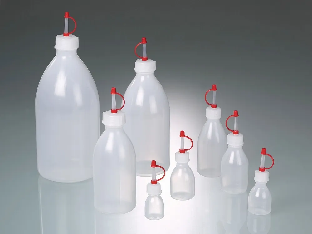 Frasco cuentagotas de LDPE, con tapón de cierre, 1000 ml, pack de 36 uds.