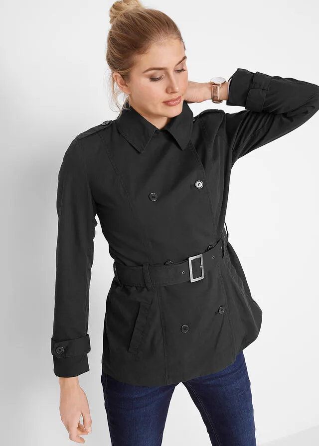 Gabardina corta Negro