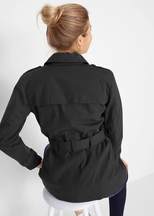 Gabardina corta Negro
