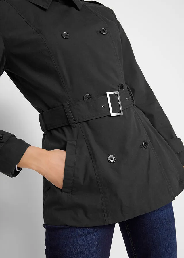 Gabardina corta Negro