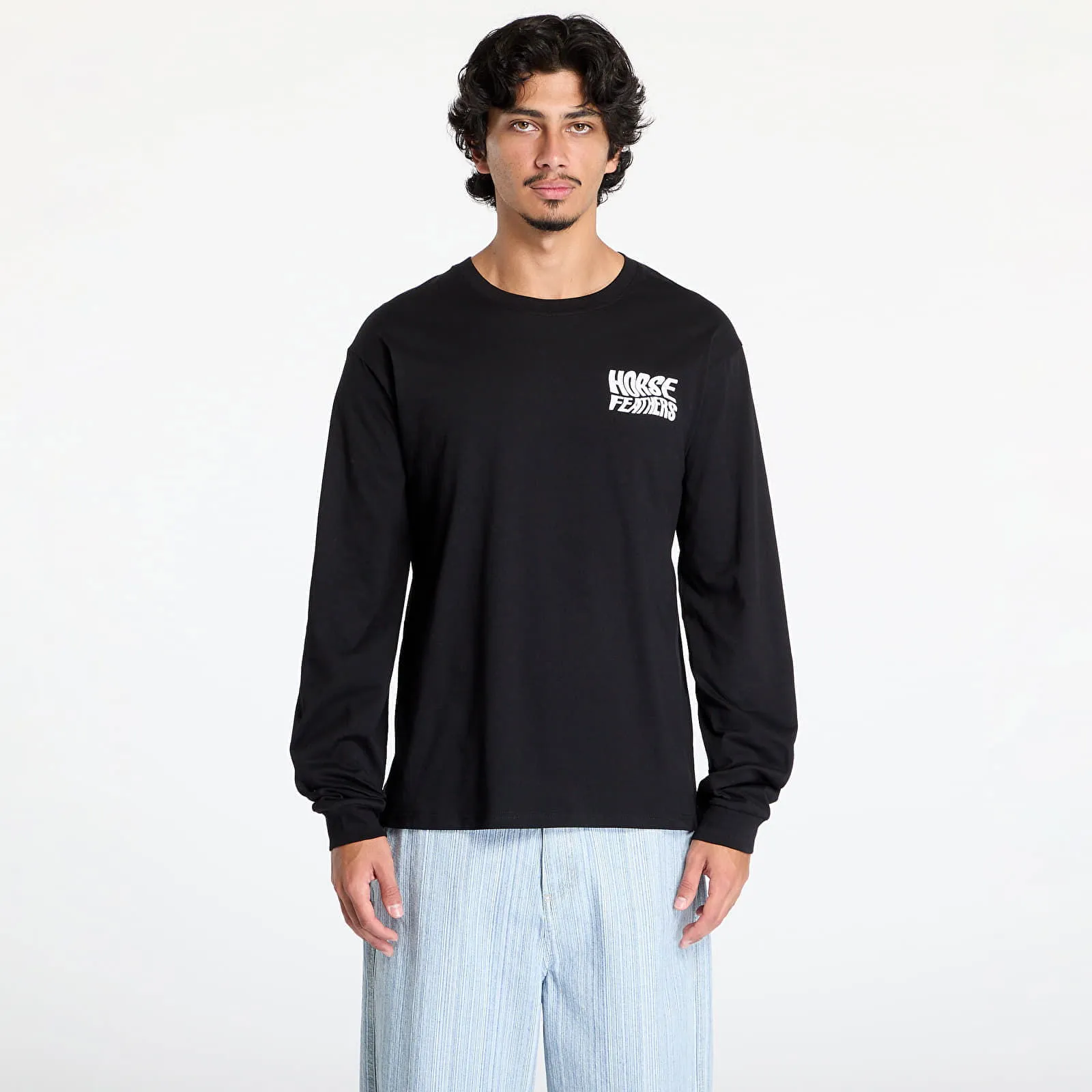 HORSEFEATHERS DISTORT LONG SLEEVE TSHIRT BLACK M