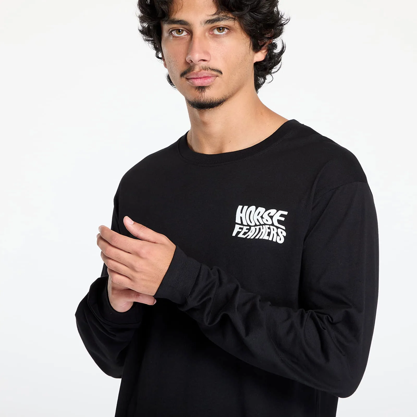 HORSEFEATHERS DISTORT LONG SLEEVE TSHIRT BLACK M