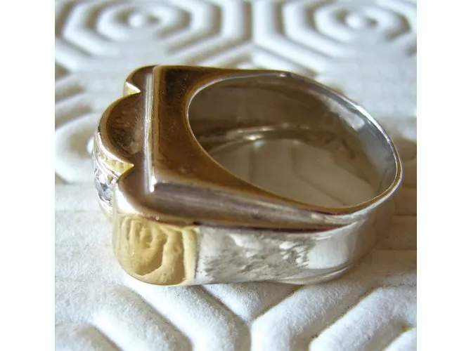 inconnue Anillo tanque de dos tonos. Plata 