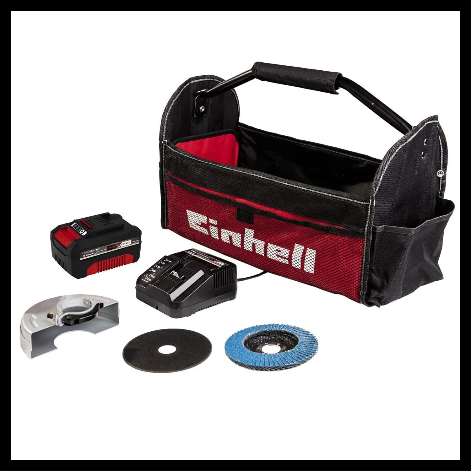 KIT AMOLADORA ANGULAR 18V 115MM + BATERIA 4AH + CARGADOR + BOLSA + ACCESORIOS EINHELL TEAG 18/115 LI KIT