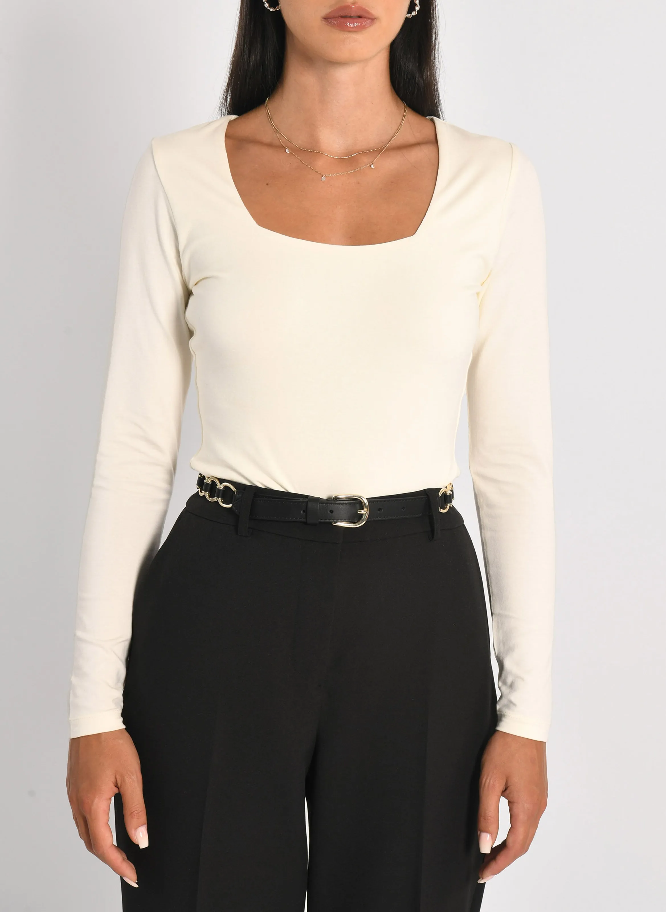 KOOKAI CLEMENTINE  TOP DE MEZCLA DE ALGODóN CON CUELLO CUADRADO EN BLANCO