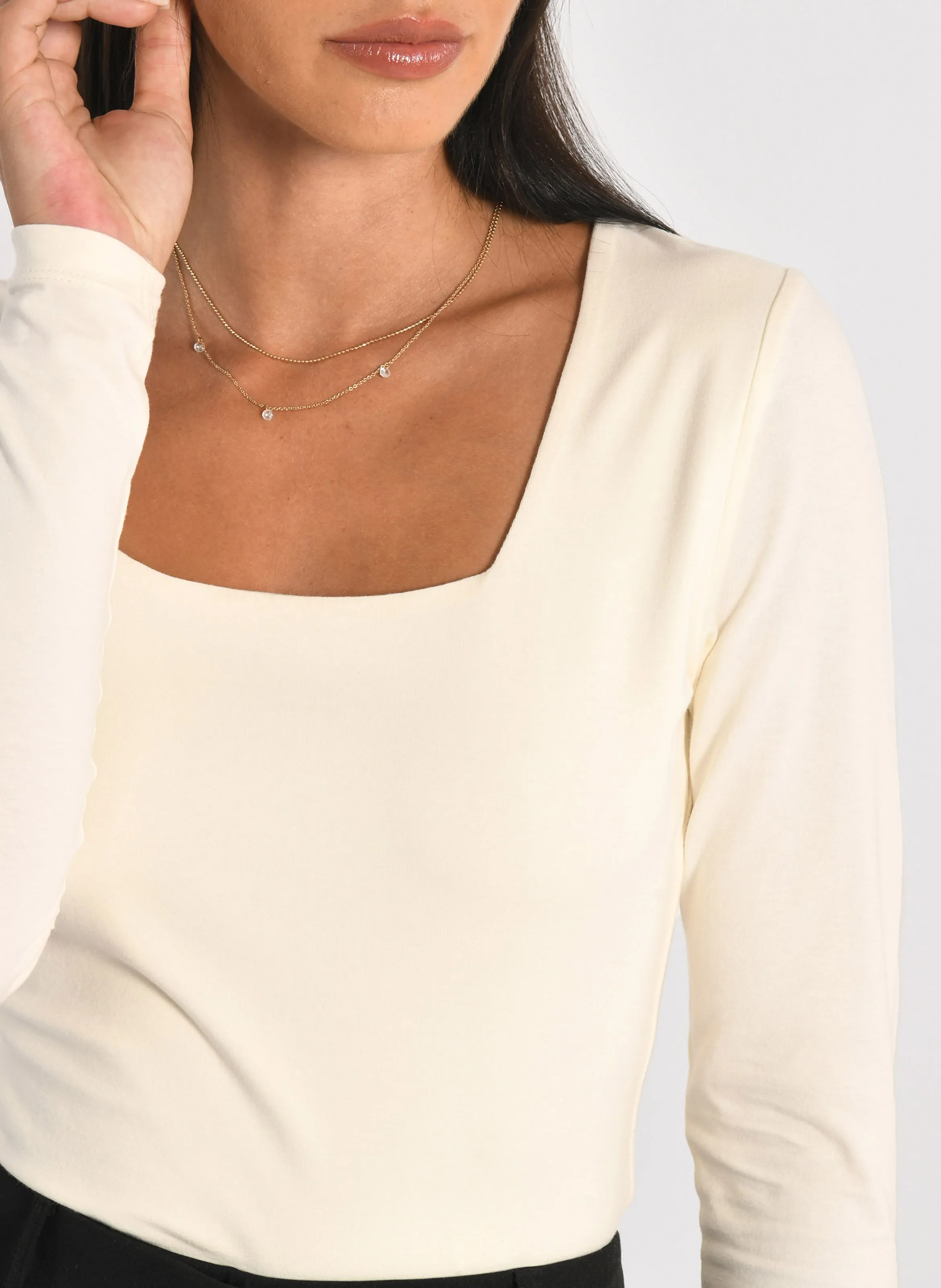 KOOKAI CLEMENTINE  TOP DE MEZCLA DE ALGODóN CON CUELLO CUADRADO EN BLANCO