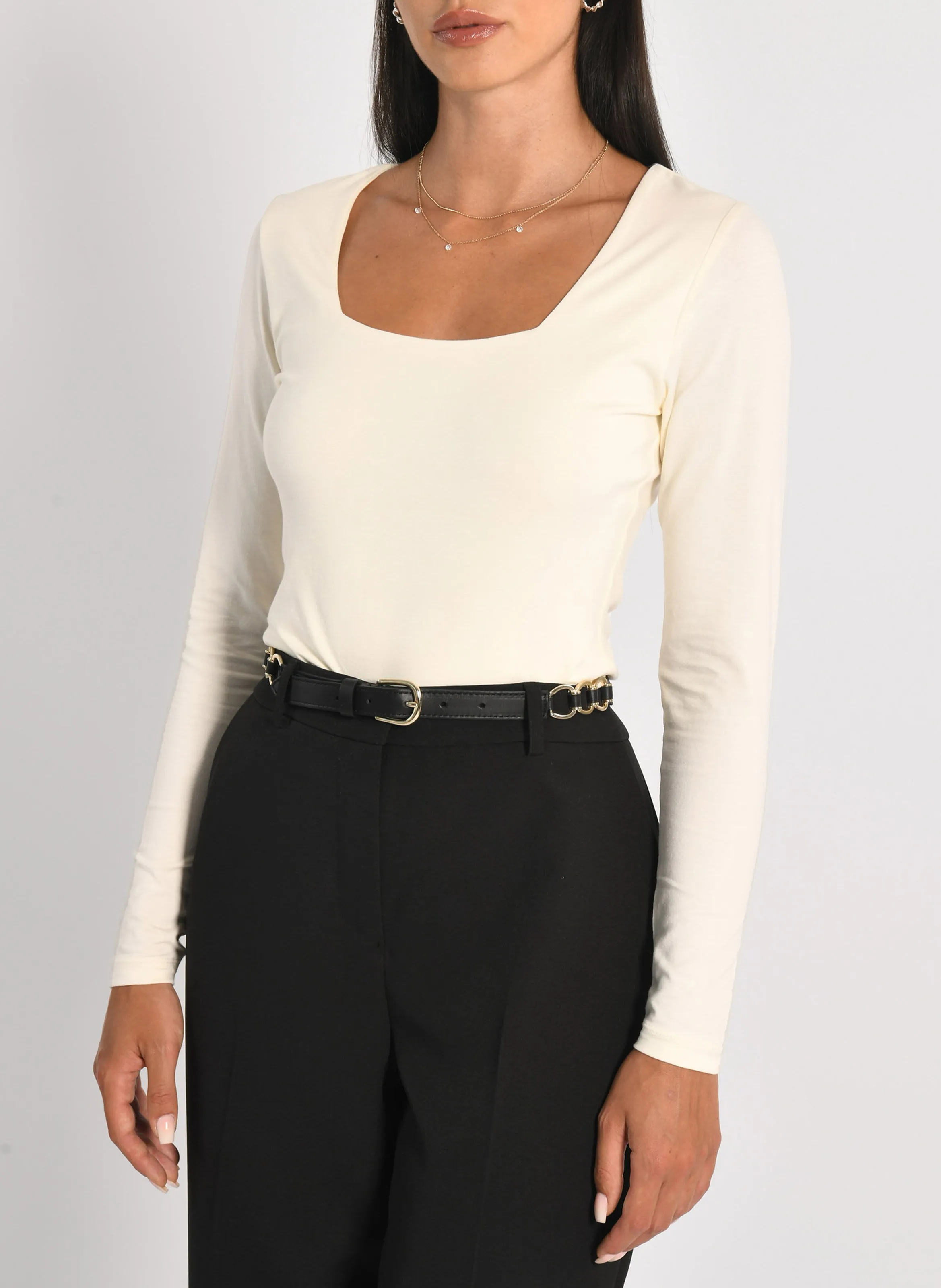 KOOKAI CLEMENTINE  TOP DE MEZCLA DE ALGODóN CON CUELLO CUADRADO EN BLANCO