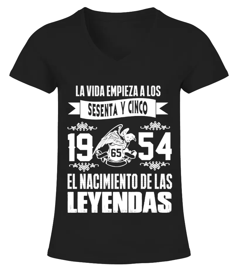 La vida empieza a los sesenta y cinco, 1954 el nacimiento de las leyendas Camiseta cuello pico Mujer