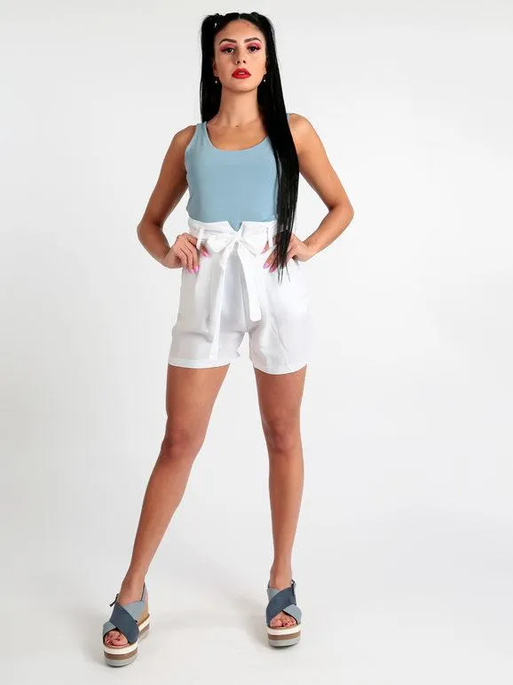 Lumina Shorts de mezcla de lino de talle alto