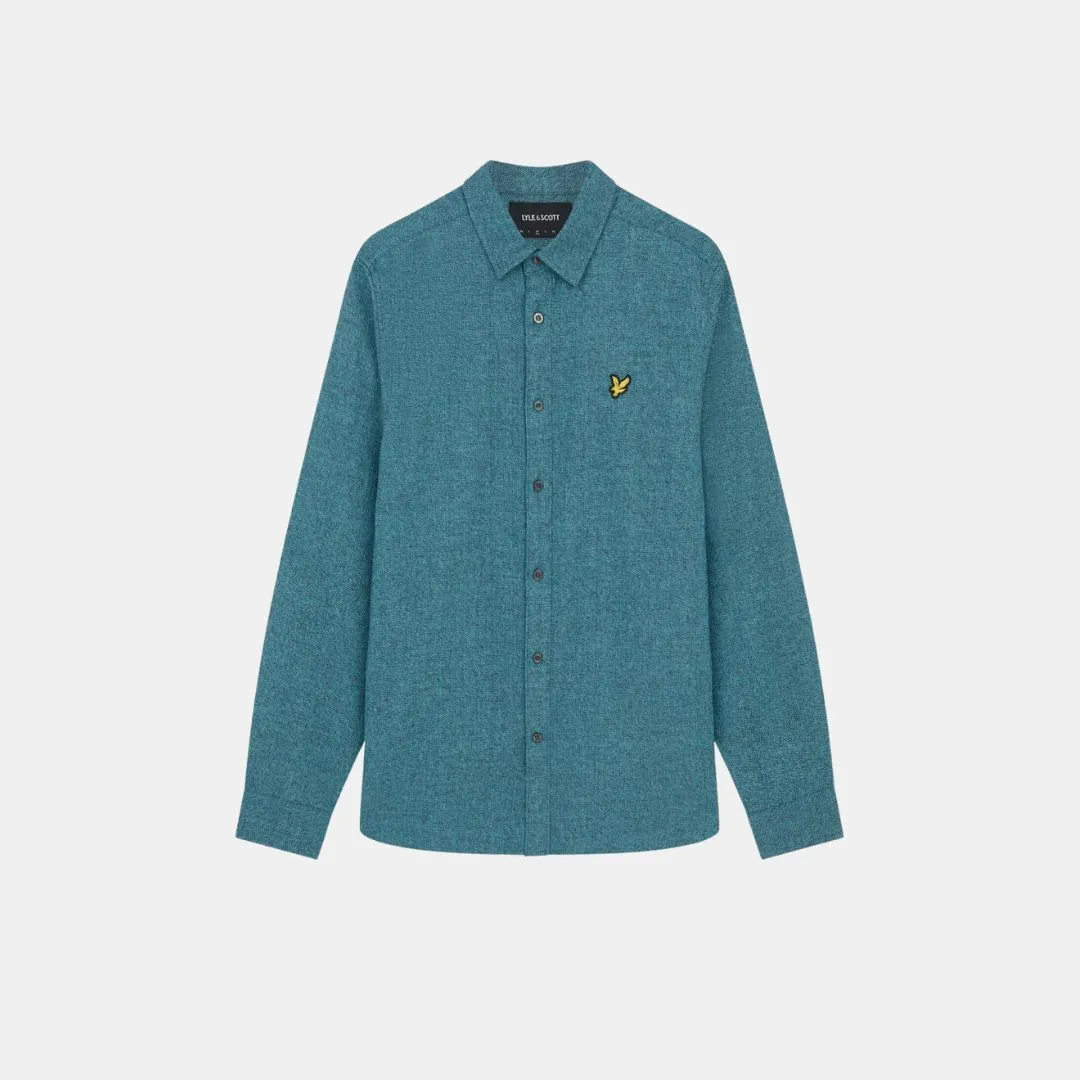 Lyle & Scott Marl Flannel Shirt Alpine Sky Marl