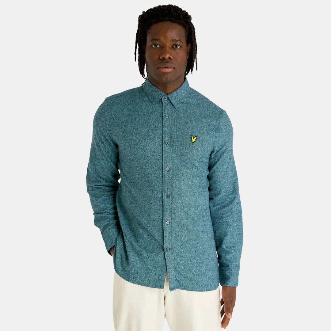 Lyle & Scott Marl Flannel Shirt Alpine Sky Marl
