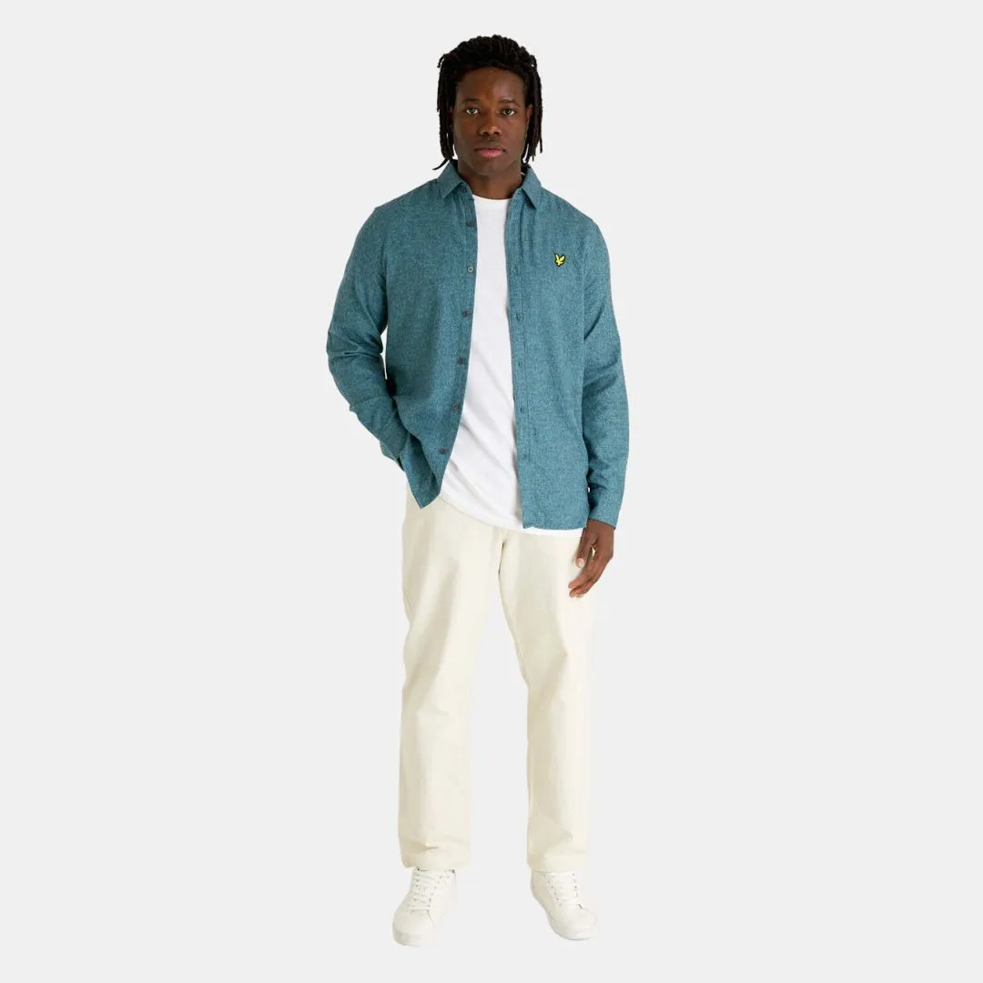 Lyle & Scott Marl Flannel Shirt Alpine Sky Marl