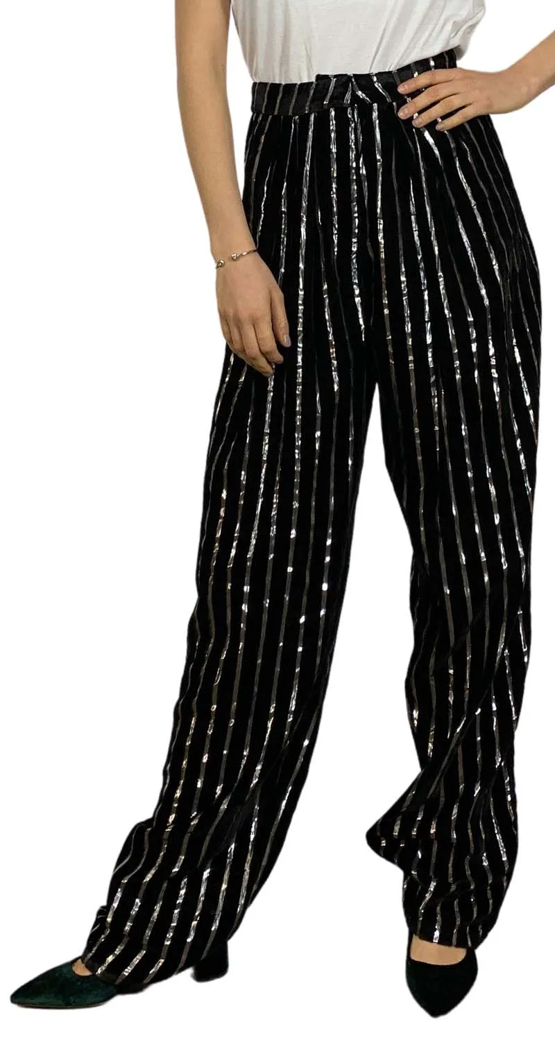 MAGMA Pantalón Palazzo Stripes Negro Lurex Weili Zheng by Magma