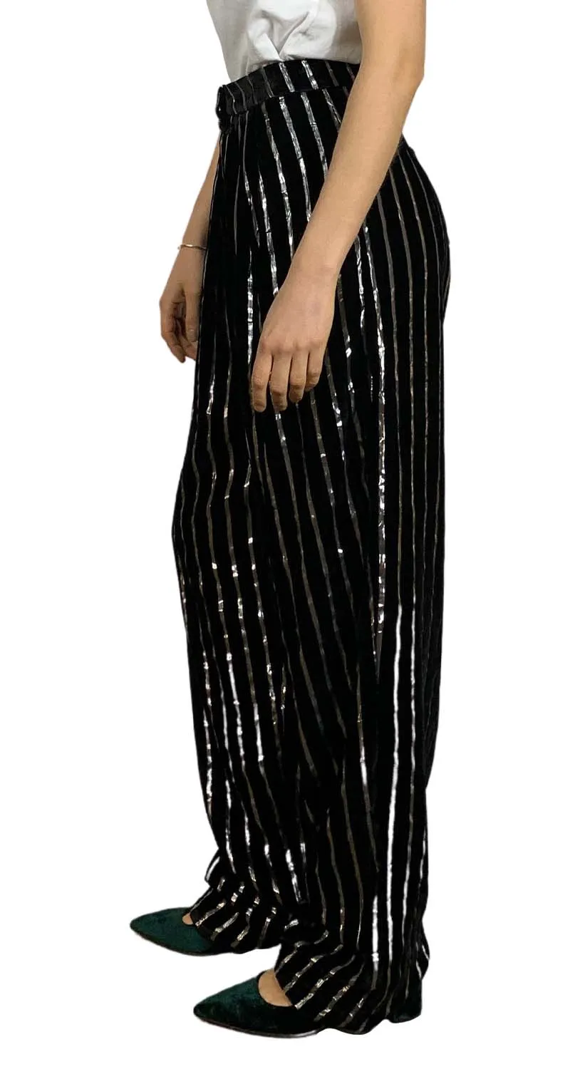 MAGMA Pantalón Palazzo Stripes Negro Lurex Weili Zheng by Magma