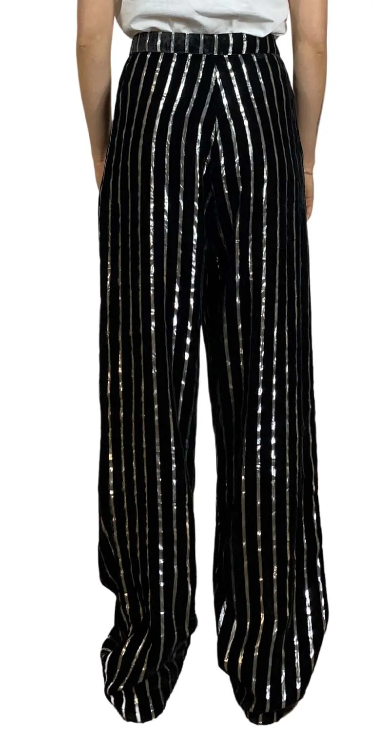 MAGMA Pantalón Palazzo Stripes Negro Lurex Weili Zheng by Magma