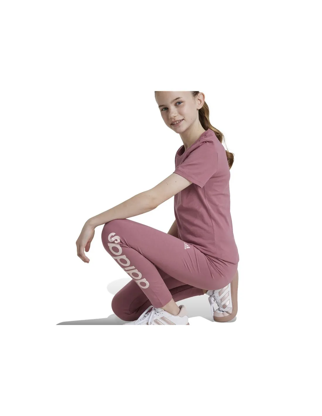 Mallas adidas Essentials Linear Logo Cotton Niña Rosa