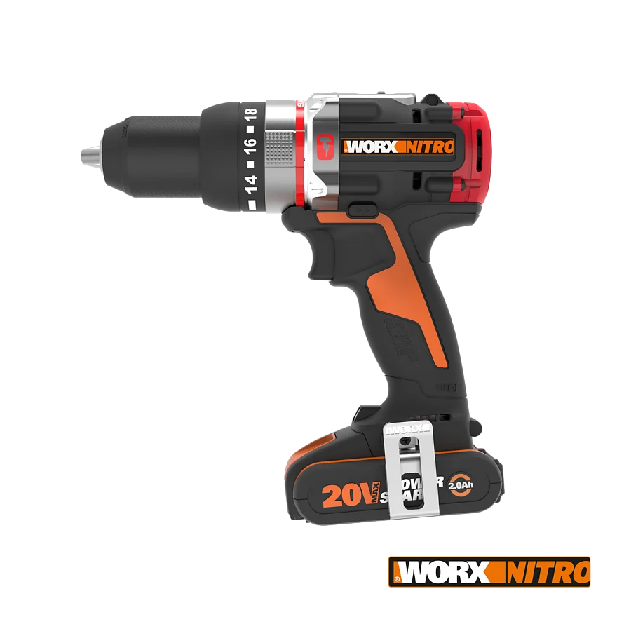 martillo perforador de impacto sin escobillas 20V 60Nm con 2 baterías de 2.0Ah, cargador y maletín de transporte