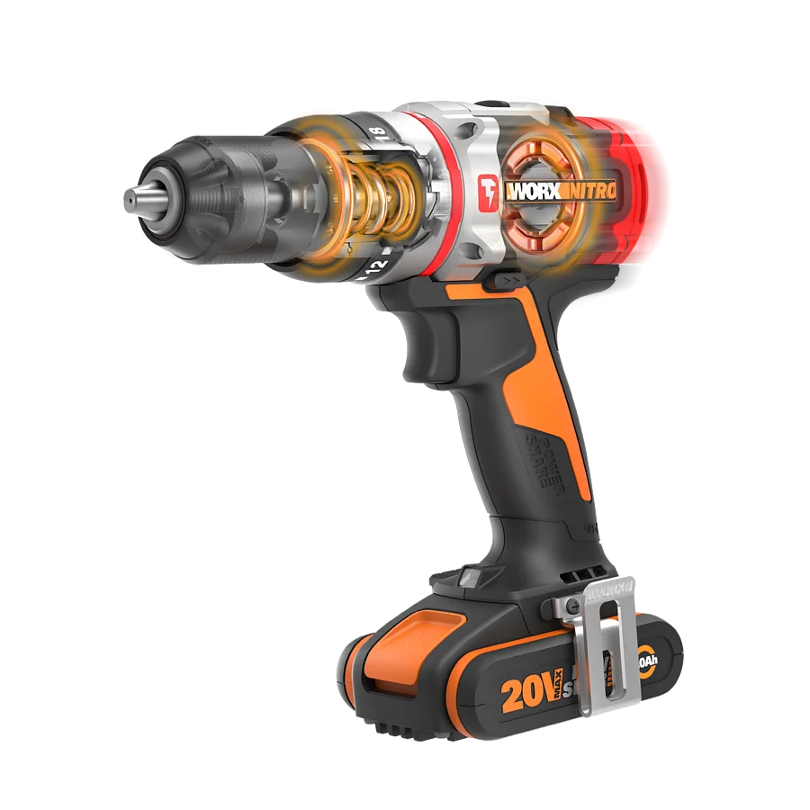 martillo perforador de impacto sin escobillas 20V 60Nm con 2 baterías de 2.0Ah, cargador y maletín de transporte