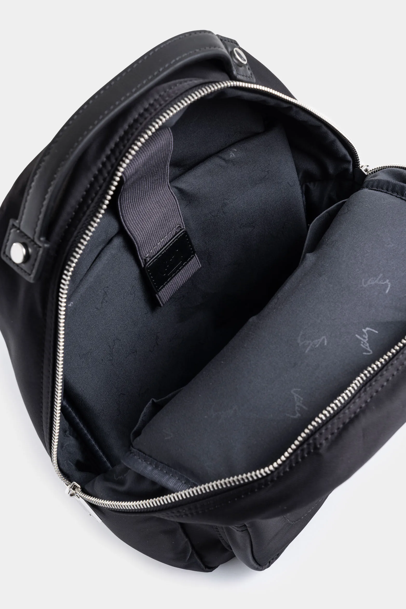 Morral Púrpura pequeño de lona para mujer manija cuero