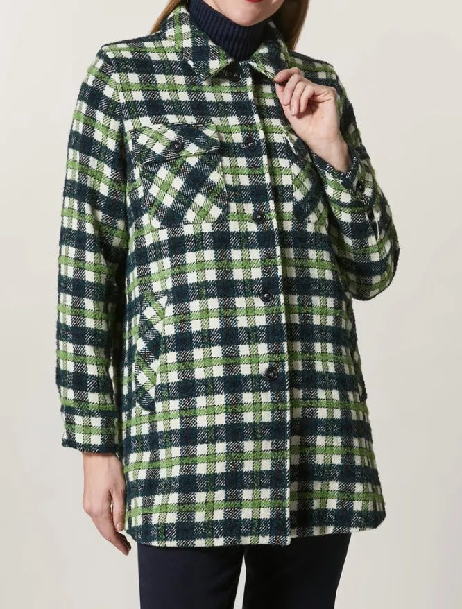 NACCHERA  CHAQUETA DE CUADROS CON CUELLO CLáSICO EN BLANCO