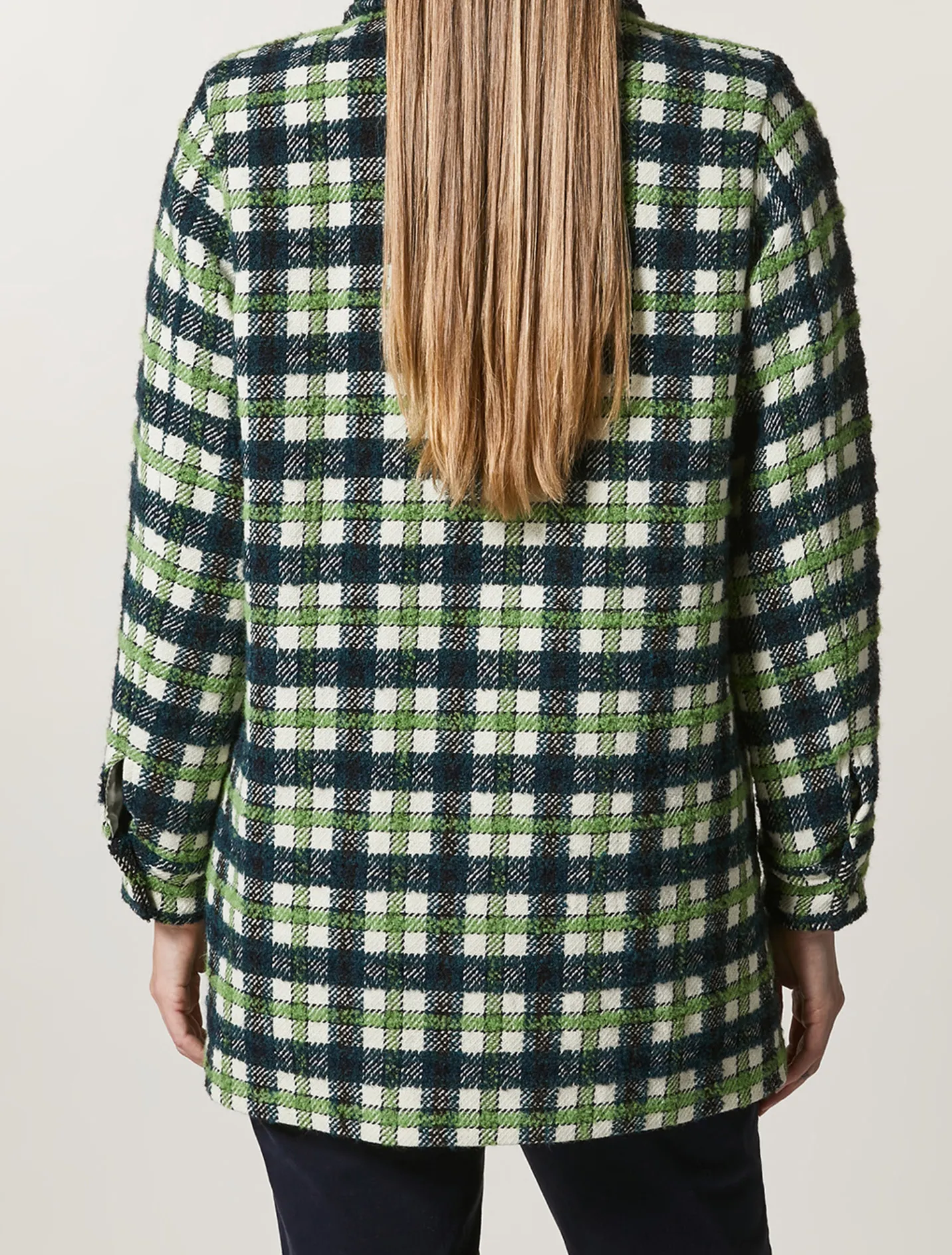 NACCHERA  CHAQUETA DE CUADROS CON CUELLO CLáSICO EN BLANCO
