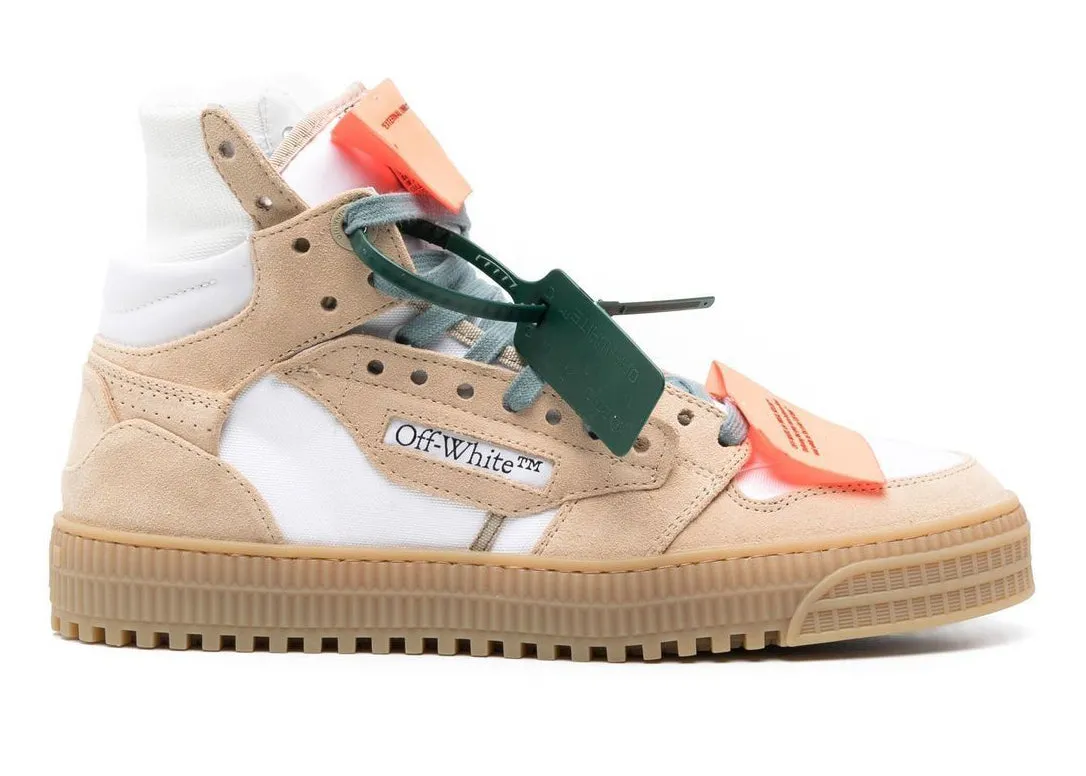 OFFWHITE 3.0 OFF COURT HIGHTOP SNEAKERS WHITE SAND SUEDE