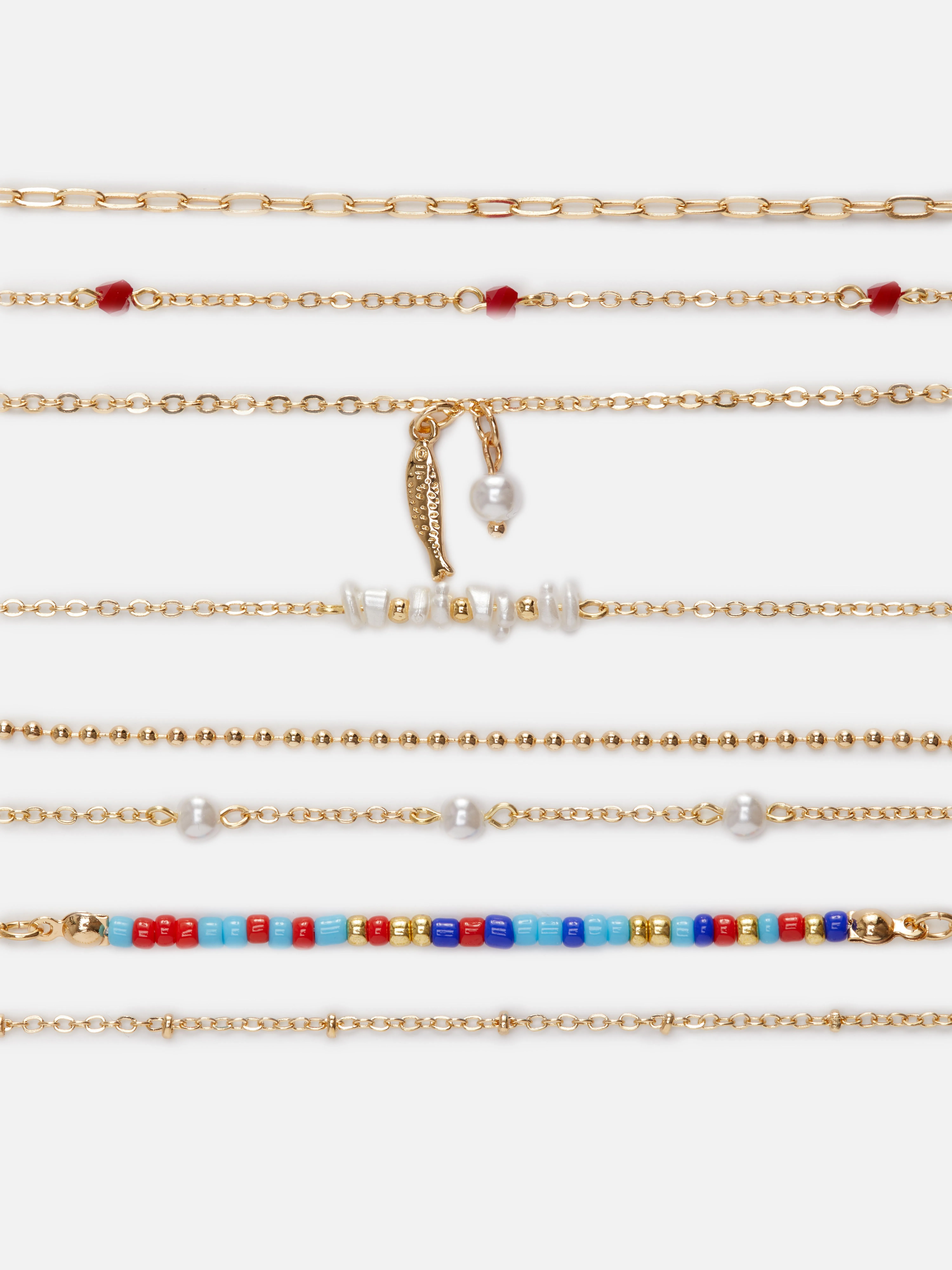 Pack de 8 pulseras mixtas de perlas sintéticas