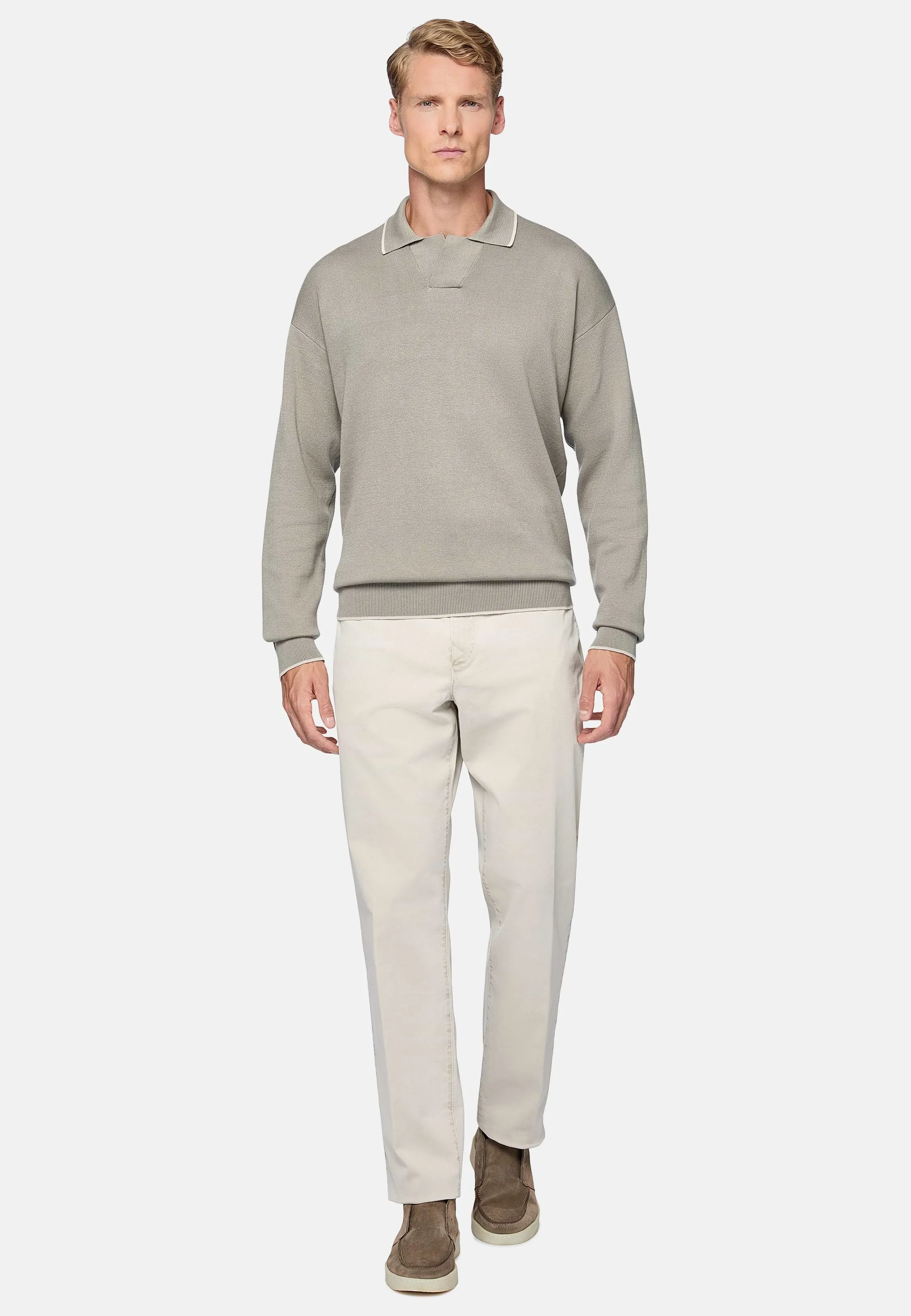 Pantalón De Gabardina De Algodón Elástico