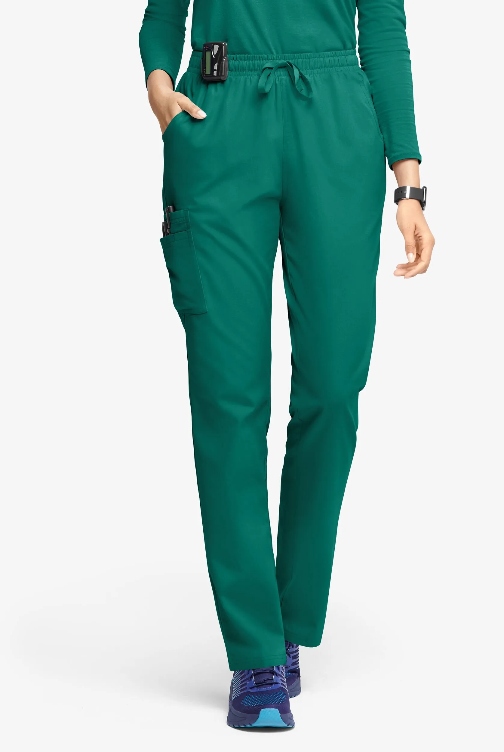 PANTAL&OACUTE;N M&EACUTE;DICO BUTTERSOFT ORIGINALS DE TIRO NATURAL ESTILO CARGO CON PIERNAS RECTAS Y 8 BOLSILLOS PARA MUJER