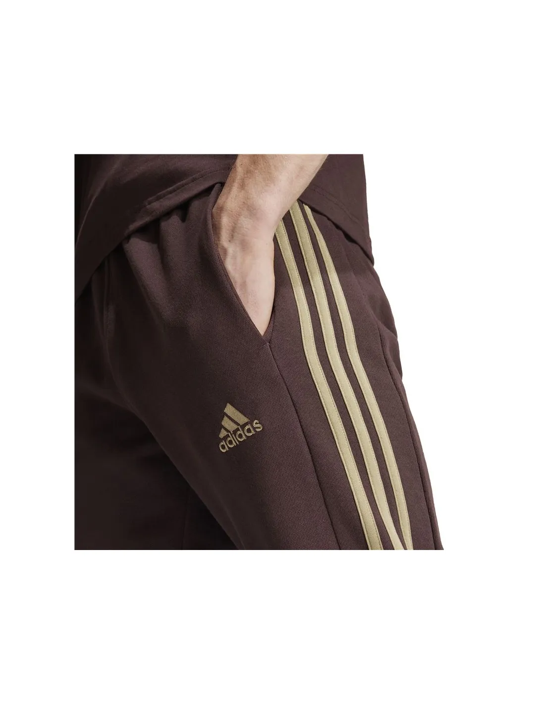 Pantalones adidas Essentials French Terry Tapered Cuff 3 bandas Hombre Marrón