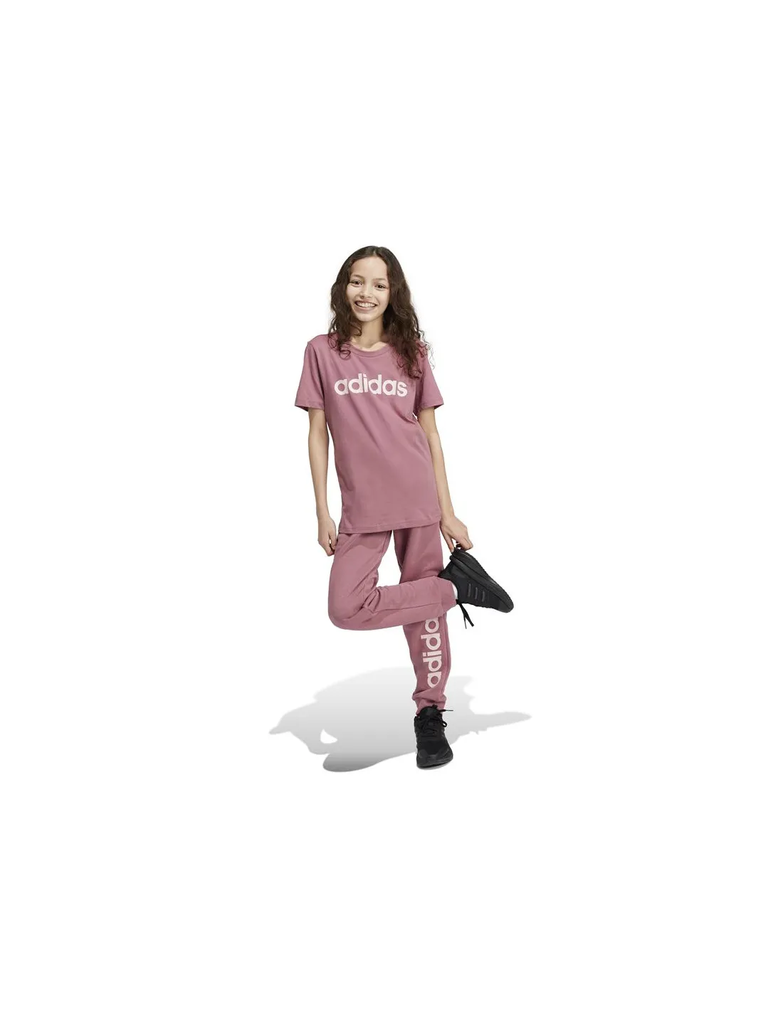 Pantalones adidas Essentials Linear Logo Cotton Niña Rosa
