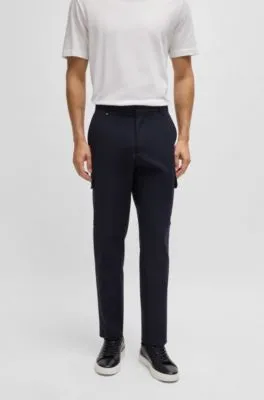 Pantalones cargo relaxed fit de tejido elástico jaspeado