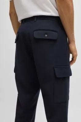 Pantalones cargo relaxed fit de tejido elástico jaspeado